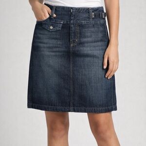 7 For All Mankind Dark Blue Denim A-Line Skirt
